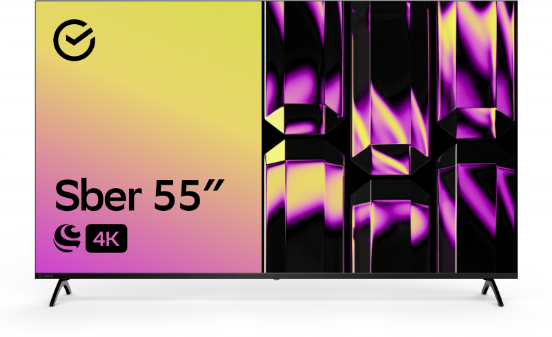 Телевизор 55" Sber SDX 55U4123B, 3840x2160, 4K Ultra HD, 60 Гц, Wi-Fi, Smart TV, СалютТВ, черный