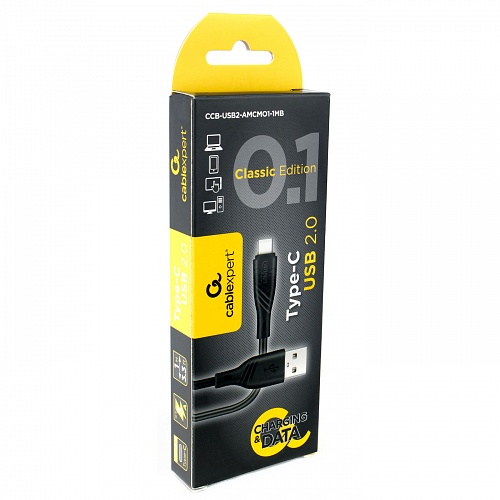 Кабель USB - Type-C, Cablexpert CCB-USB2-AMCMO1-1MB, 3А, QC3.0, 1м, черный