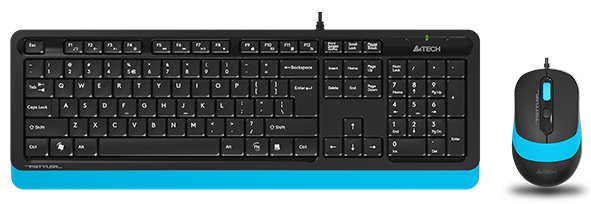 Комплект клавиатура+мышь A4Tech FStyler F1010 черный/синий