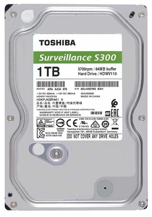 Жесткий диск 3.5" 1000Gb Toshiba S300 (HDKPJ42ZRA02)