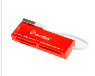 Картридер внешний Smartbuy 717 , USB 2.0, красный