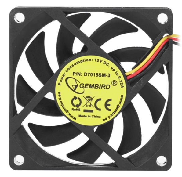 Вентилятор для корпуса Gembird D7015SM-3, 70x70x15mm, 3pin