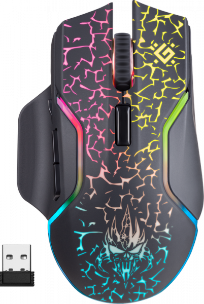 Мышь беспроводная игровая Defender Oneshot GM-067, LED, черный
