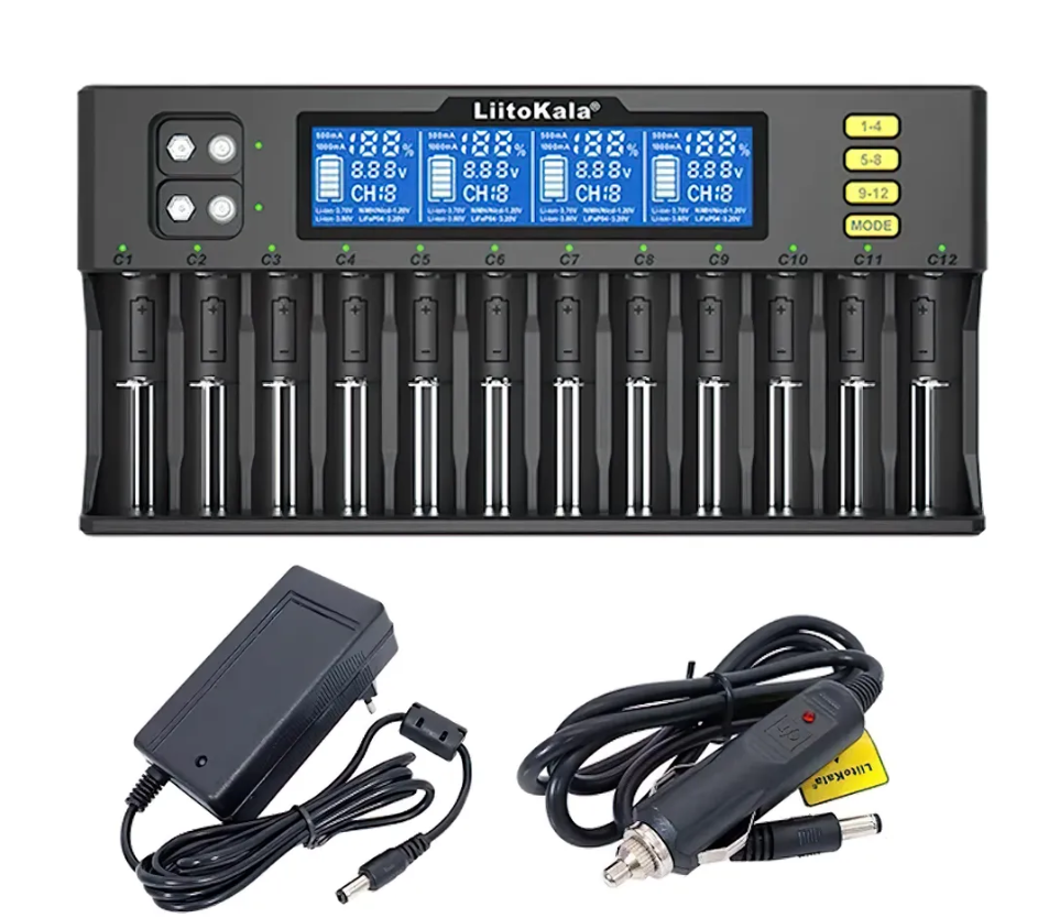 Зарядное устройство для аккумулятора LiitoKala Lii-S12 Liion,Li-Fe, Ni-CD (26650/18650/14500) 12 С