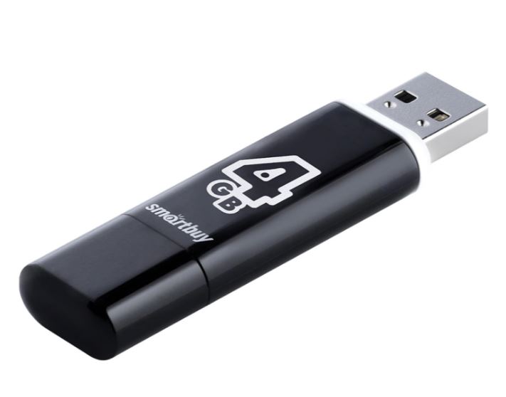 Флеш накопитель 4Gb USB 2.0 SmartBuy Glossy (SB4GBGS-K), черный