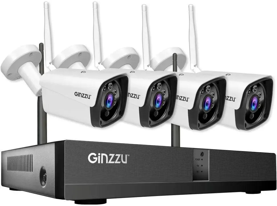 WiFi Комплект видеонаблюдения Ginzzu HK-8401W, 8ch, 3Mp, HDMI, 4 улич. кам. 3.0Mp, IR30м