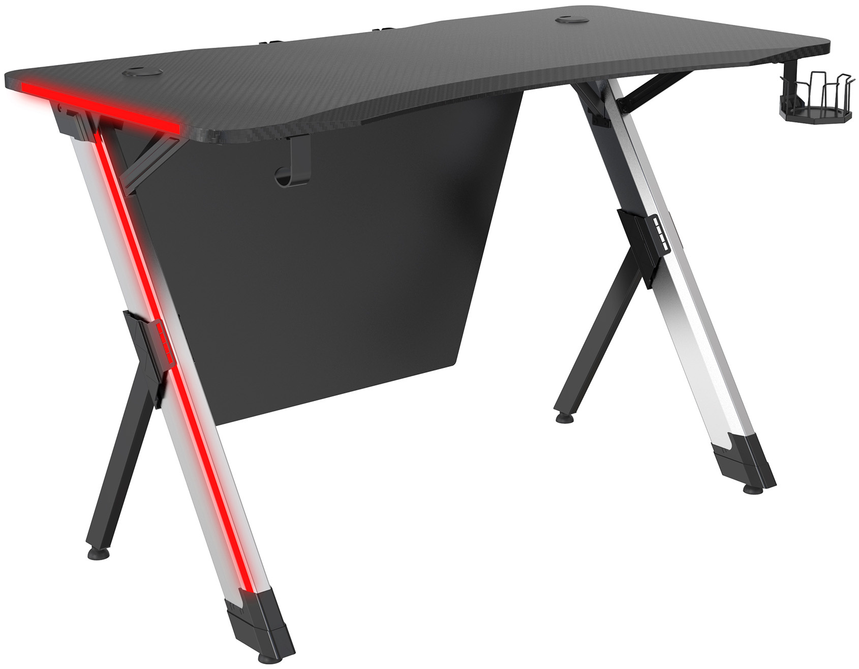 Игровой стол Cactus CS-GTX-AL-CARBON-RED столешница МДФ карбон каркас серебристый
