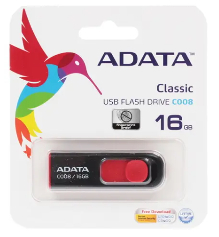 Флеш накопитель 16Gb USB 2.0 AData AC008-16G-RWE, белый