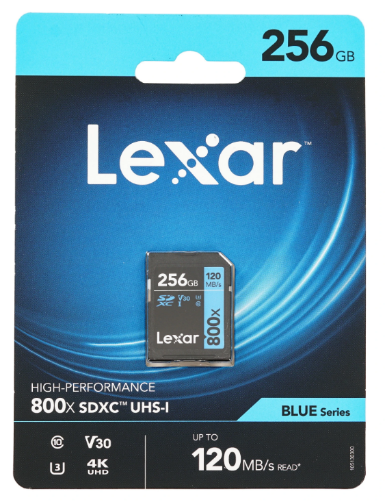 Карта памяти SDXC UHS-I 256Gb Lexar Professional 800x PRO U3 V30 Class 10 (LSD0800P256G-BNNNG)