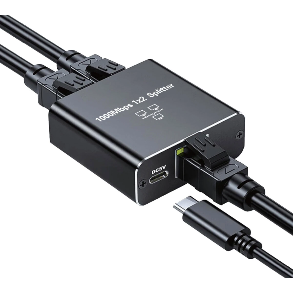 Сплиттер-разветвитель Cablexpert NCA-SP-03, с пит., 1 порт RJ45 -> 2 порта RJ45 100/1000Mbps,UTP/FTP