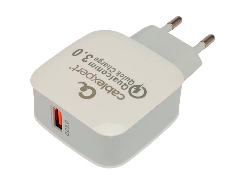 Универсальное СЗУ Cablexpert MP3A-PC-40 (18Вт, 1 USB, 3А), QC 3.0, белый