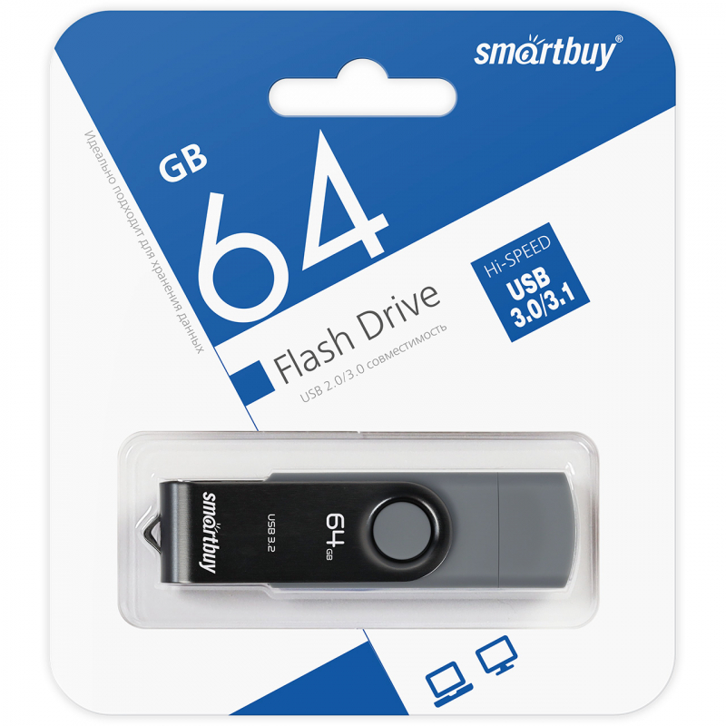 Флеш накопитель 64Gb USB 3.0+Type-C SmartBuy Twist Dual (SB064GB3DUOTWK)