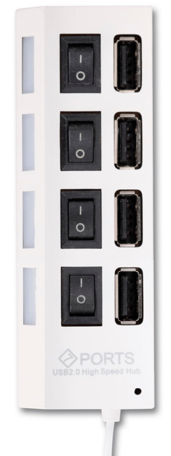 USB-концентратор Smartbuy SBHA-7204-W (4 порта USB 2.0, с выключателями портов), белый