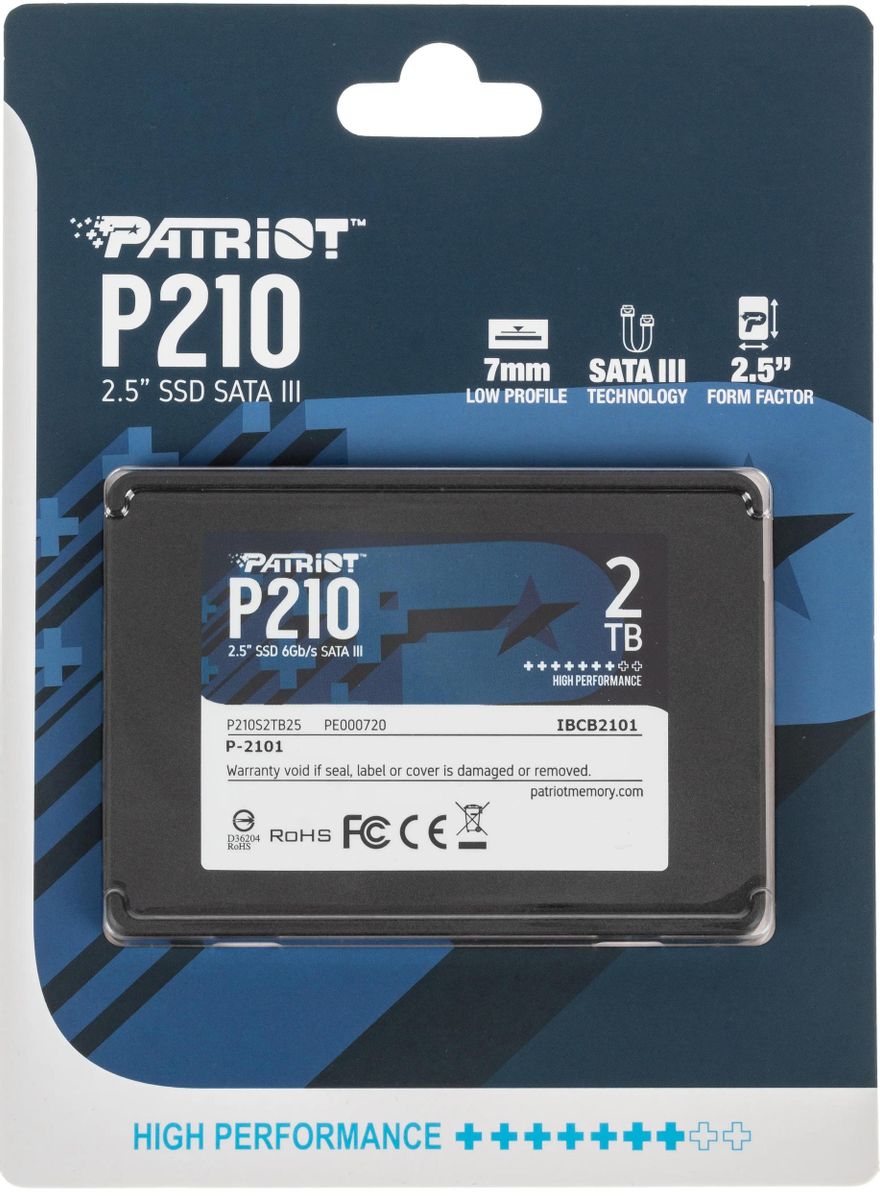 Накопитель SSD SATA 2,5" 2Tb Patriot P210 (P210S2TB25)