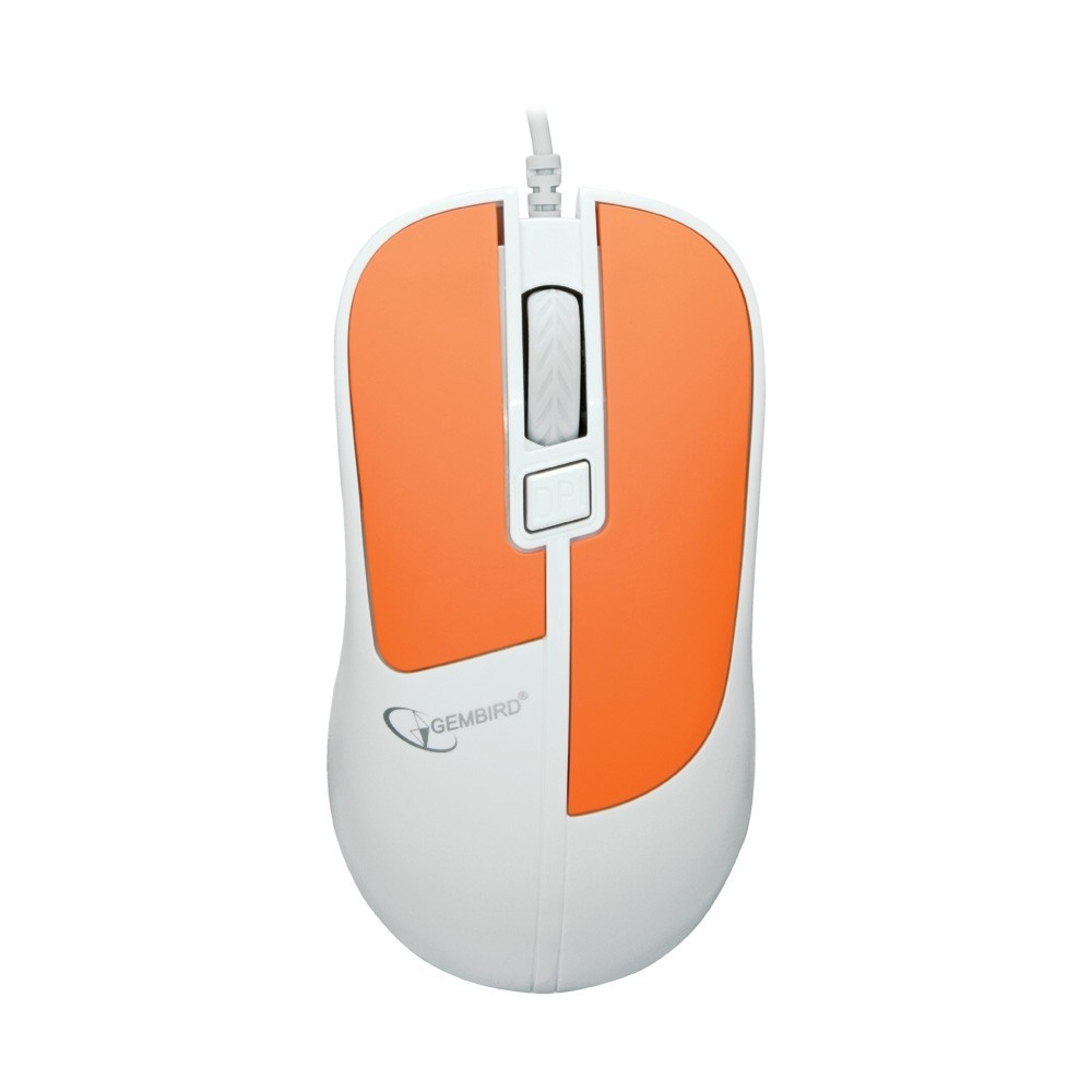 Мышь проводная Gembird MOP-410-O, белый/оранжевый, USB