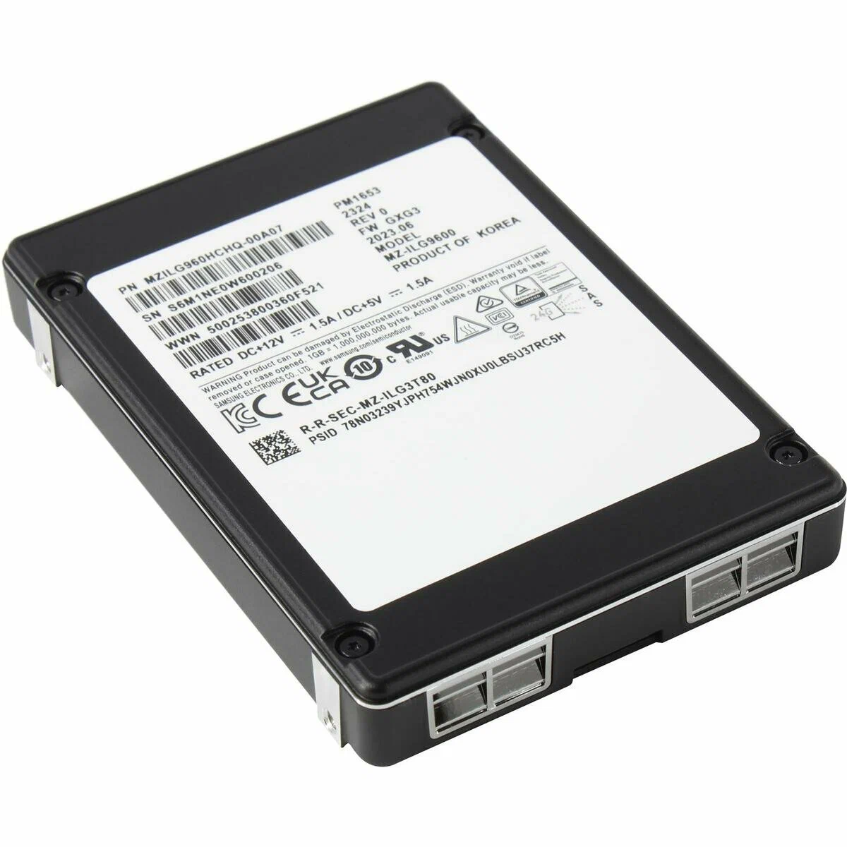 Накопитель SSD Samsung Enterprise-SSD PM1653, 960 GB, 2.5" SAS 24Gb/s, 4200 MB/s/1200 MB/s 128-layer