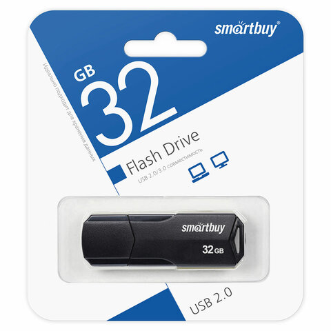 Флеш накопитель 32Gb USB 2.0 SmartBuy CLUE Black (SB32GBCLU-K)