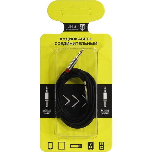 Кабель Audio AUX 3.5мм/3.5мм Male-Male 2м JETACCESS JA-AC01 (Соединительный), чёрный