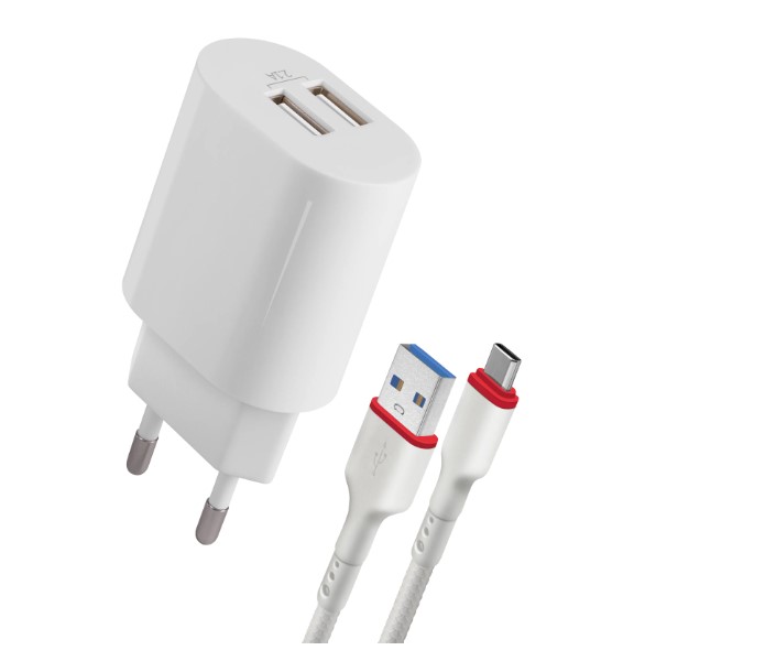 Универсальное СЗУ Defender UPC-24 (2xUSB, 2.1А), кабель Type-C
