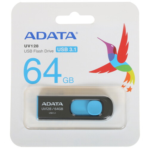 Флеш накопитель 64Gb USB 3.2 AData UV128 Gen 1 blue