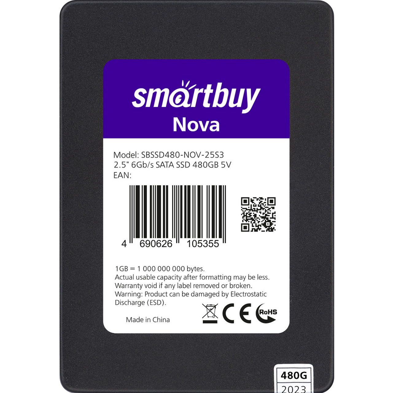 Накопитель SSD SATA 2,5" 480Gb Smartbuy Nova (SBSSD480-NOV-25S3)