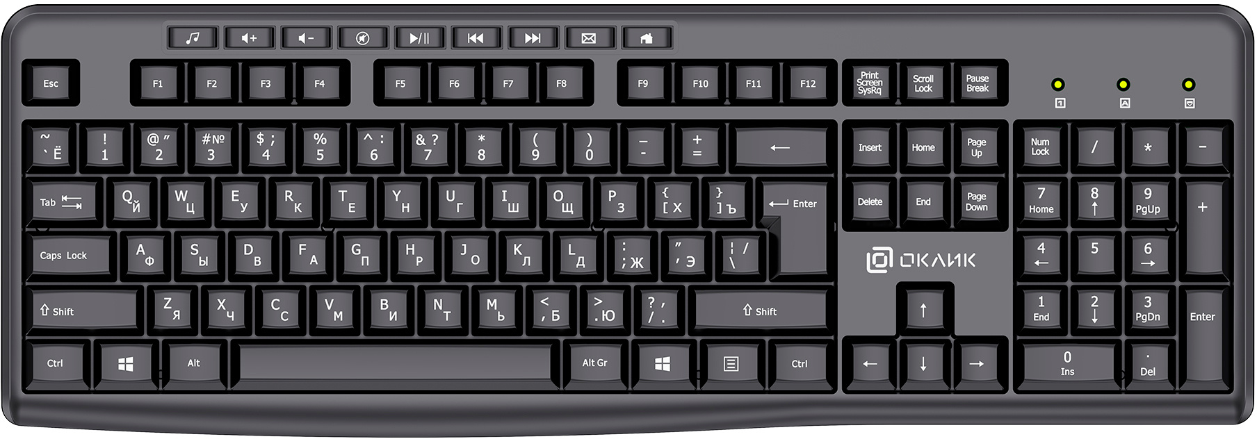 Клавиатура беспроводная Оклик K225W, черный