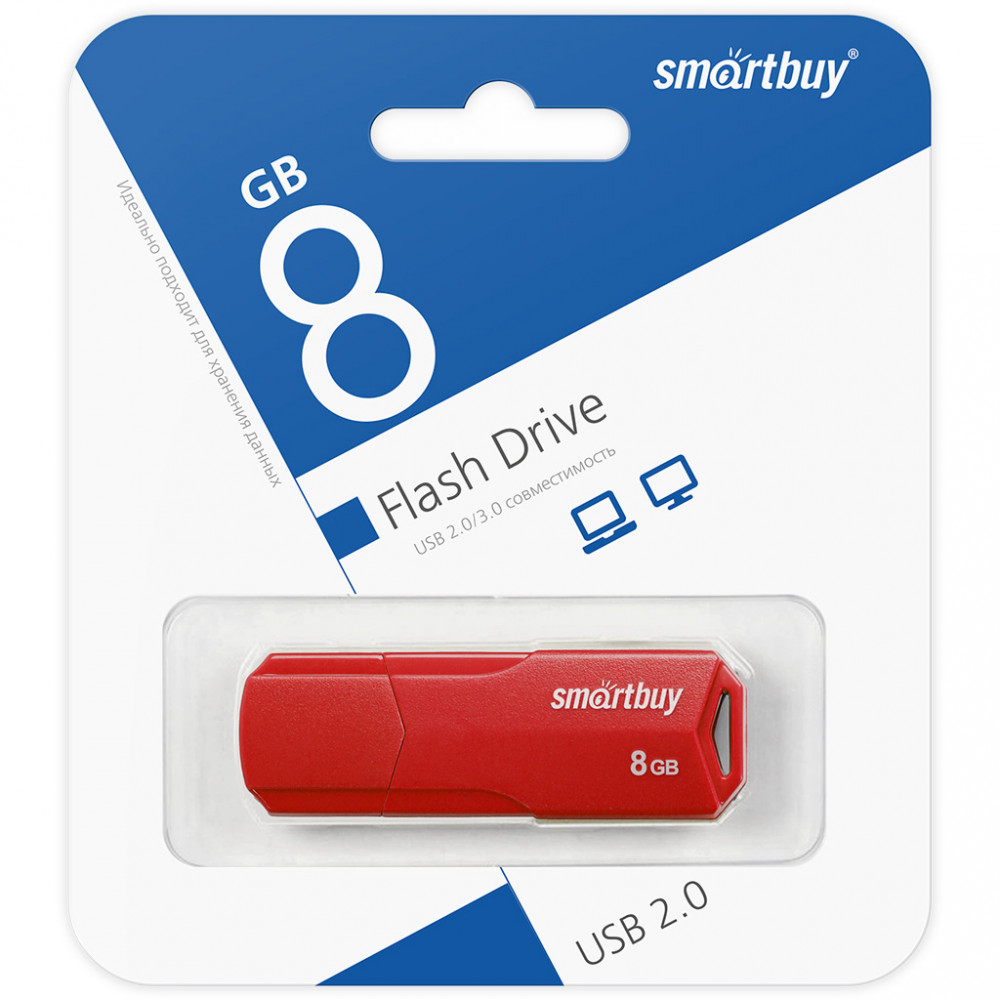 Флеш накопитель 8Gb USB 2.0 SmartBuy CLUE Red (SB8GBCLU-R)