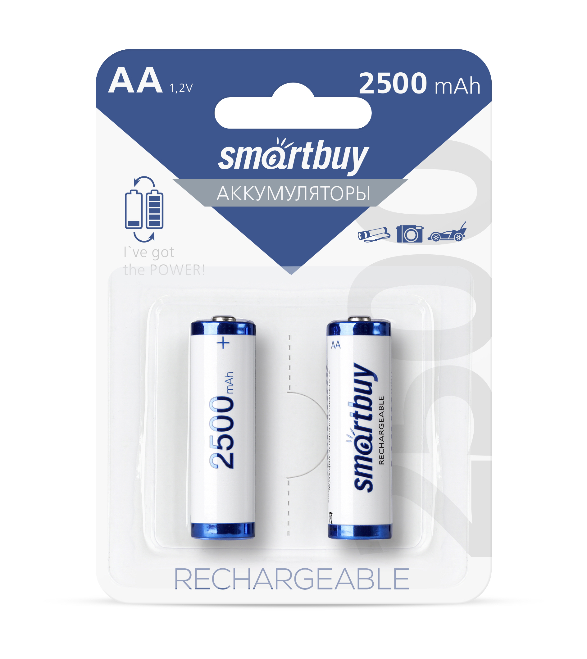 Аккумуляторные батарейки AA Smartbuy 2500mAh SBBR-2A02BL2500 2шт