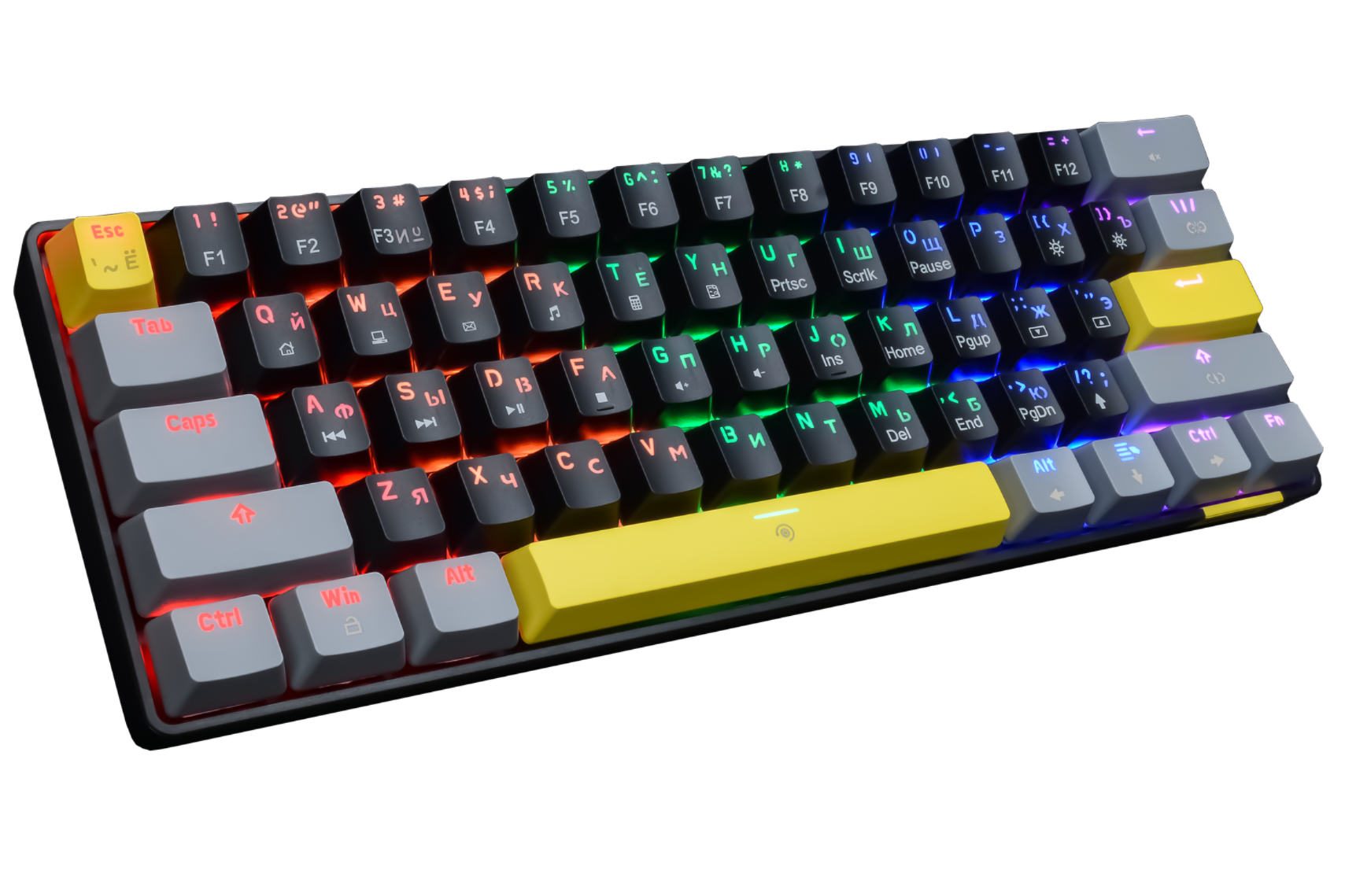 Клавиатура механическая PANTEON T3 BS HS RB, 60%, Rainbow, черный/серый (40)