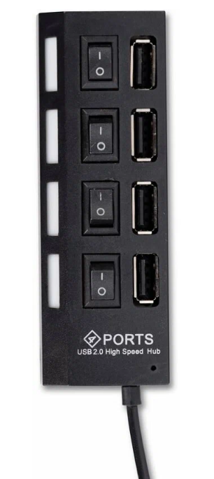 USB-концентратор Smartbuy SBHA-7204-B (4 порта USB 2.0, с выключателями портов), черный