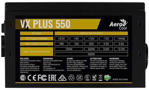 Блок питания 550W AeroCool VX-550 PLUS BOX
