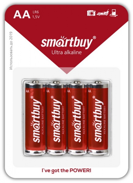 Батарейка Smartbuy алкалиновая LR6/4B AA (SBBA-2A04B) , 4шт