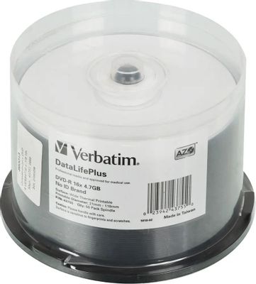 Оптический диск DVD+R Verbatim 4.7 Gb, 16х, Cake Box (50шт)
