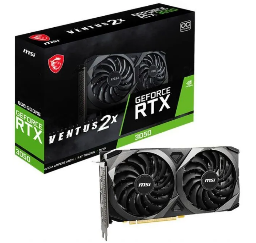 Видеокарта PCI-E 4.0 8Gb GeForce RTX 3050 MSI VENTUS 2X XS OC