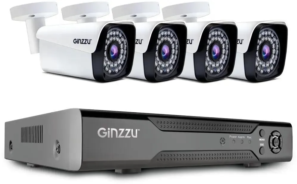 Комплект видеонаблюдения Ginzzu HK-840N, 8ch, 1080N, HDMI, 4 улич. ка.м 2.0Mp, IR30м